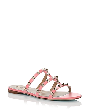 Valentino Garavani Women's Rockstud Slide Sandals In Light Pink