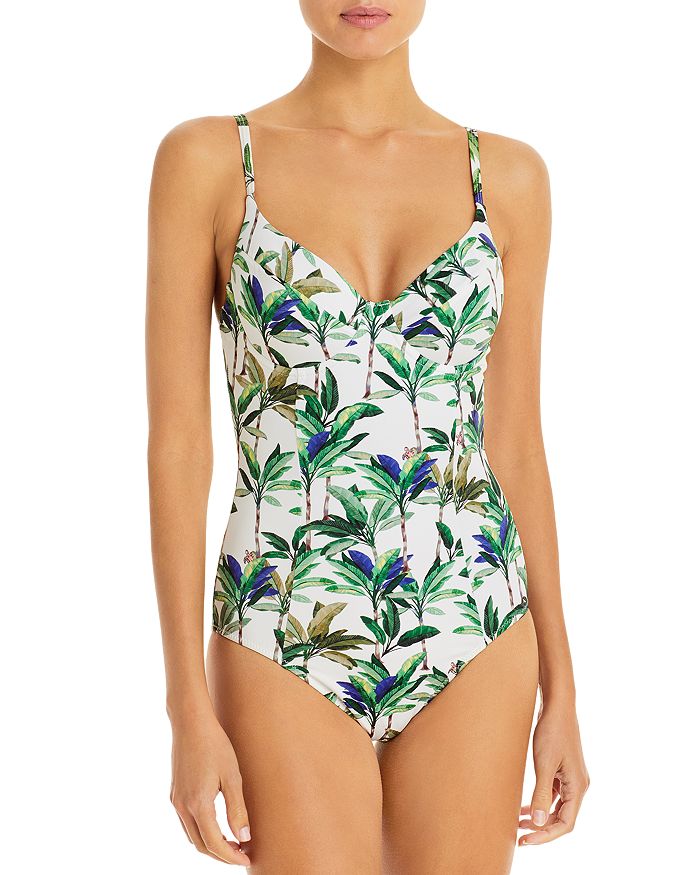 Vilebrequin Palms Retro Printed One Piece Swimsuit In White