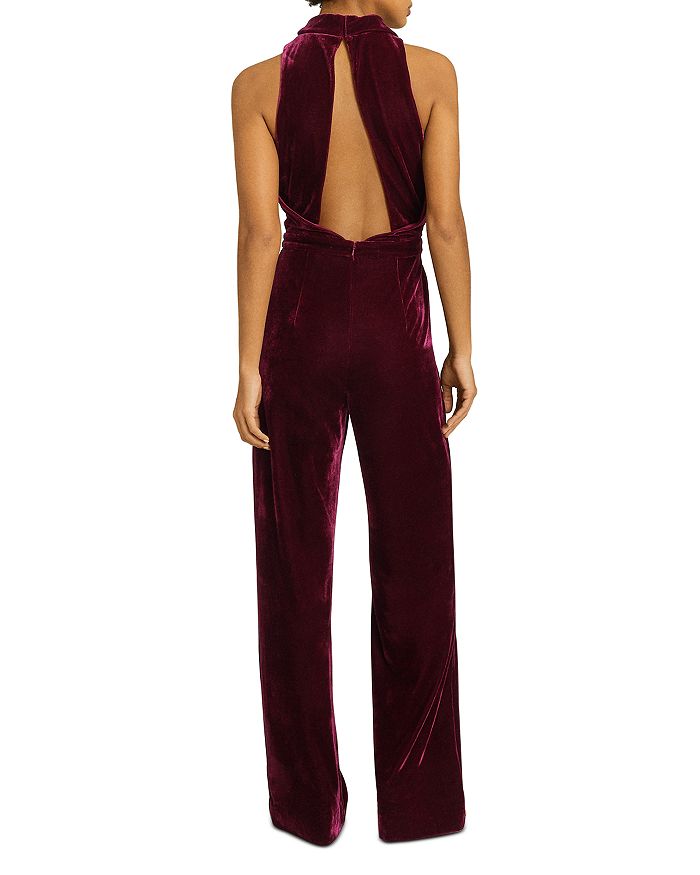 REISS JOAN VELVET HIGH NECK JUMPSUIT