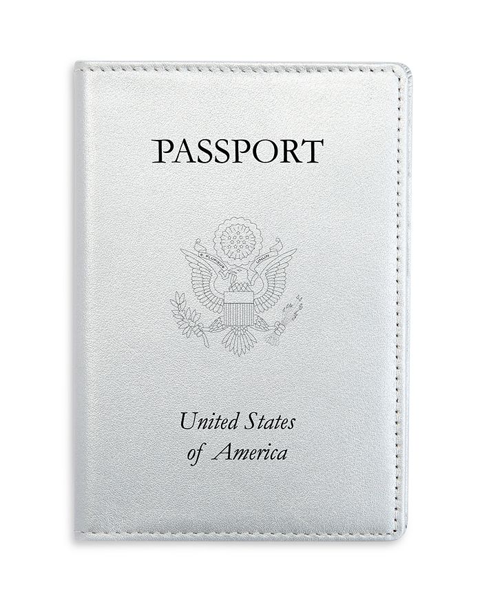 Royce New York Leather Rfid-blocking Gold-accented U.s. Passport Case In Silver