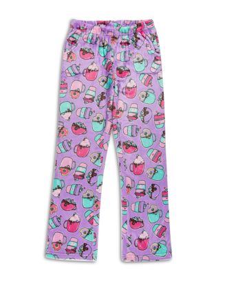 Candy Pink Girls' Hot Chocolate Print Fleece Pajama Pants - Big Kid