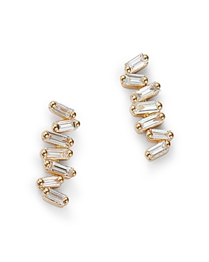 Suzanne Kalan 18K Yellow Gold Diamond Baguette Stud Earrings