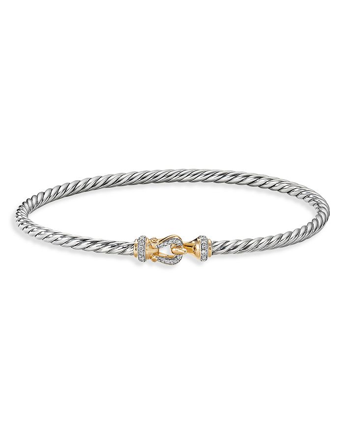 David Yurman - Cable Buckle Bracelet with 18K Yellow Gold & Diamonds
