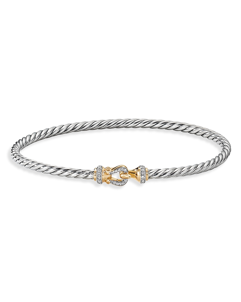 David Yurman Cable Buckle Bracelet with 18K Yellow Gold & Diamonds