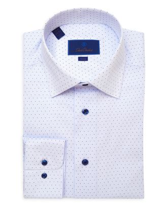 David Donahue Micro Dot Trim Fit Dress Shirt | Bloomingdale's