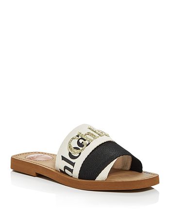 Chloé Women's Woody Embroidered Logo Slide Sandals | Bloomingdale's