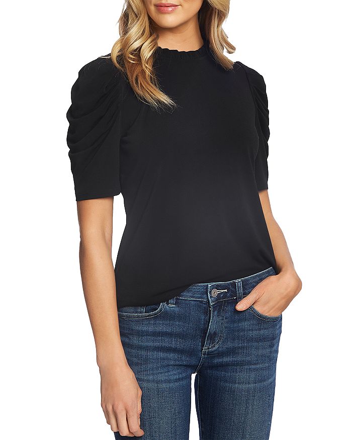 Cece Ruched Sleeve Top In Black | ModeSens