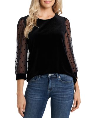 CeCe - Dot Sleeve Velvet Top