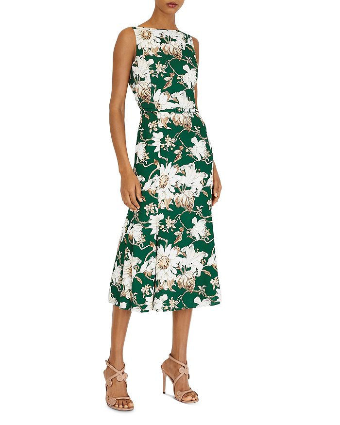 Oscar de la Renta Floral Print Midi Dress | Bloomingdale's
