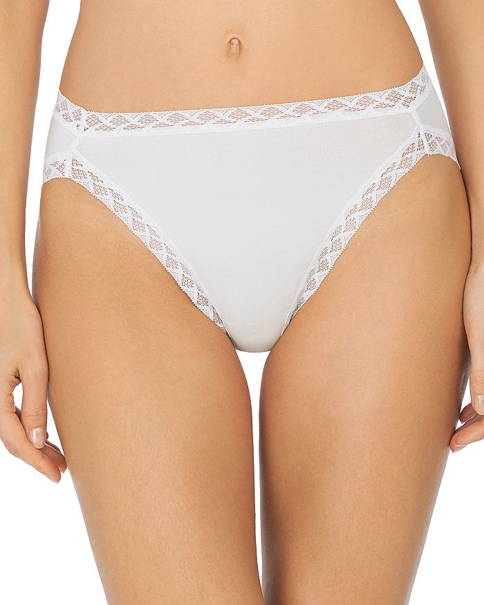 Natori Bliss Lace-trim Cotton Brief Underwear 156058 In Nimbus