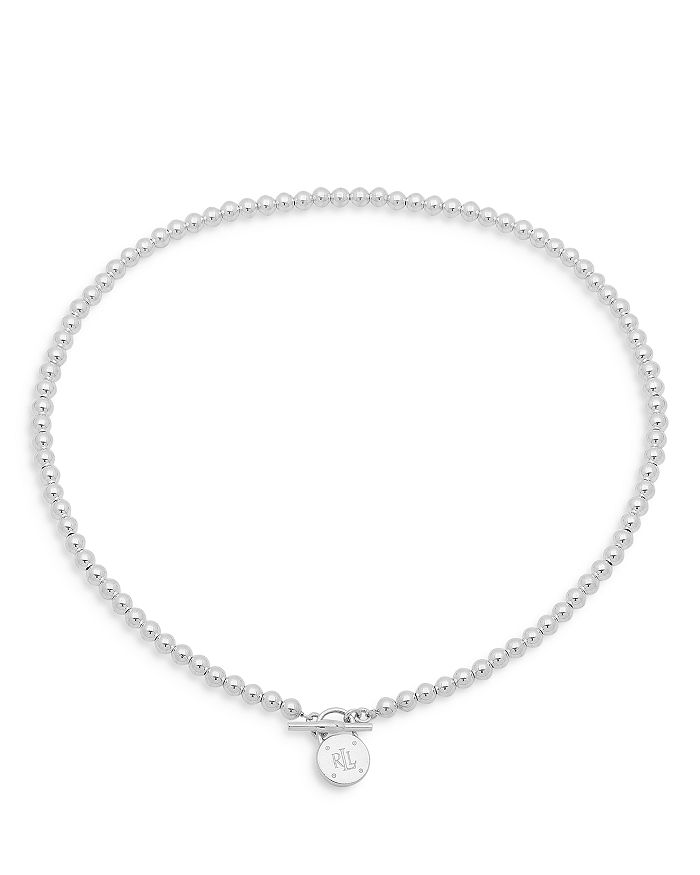 Ralph Lauren Logo Padlock Charm Beaded Collar Necklace in Sterling