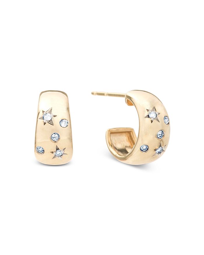 Adina Reyter 14k Yellow Gold Celestial Diamond Huggie Earrings