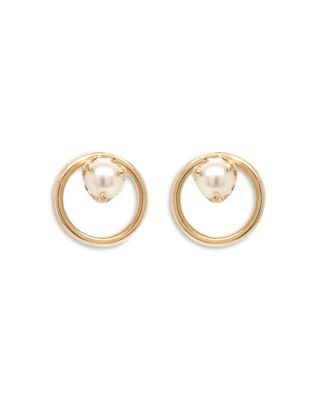 Zoe Chicco 14K Yellow Gold White Pearls Cultured Freshwater Pearl Circle Stud Earrings