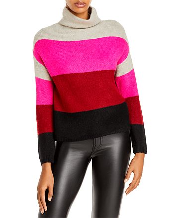 AQUA Color Blocked Stripe Turtleneck Sweater - 100% Exclusive ...