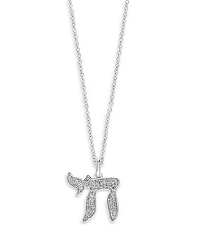 Bloomingdale's - Diamond Chai Pendant Necklace in 14K White Gold, 0.15 ct. t.w. - 100% Exclusive