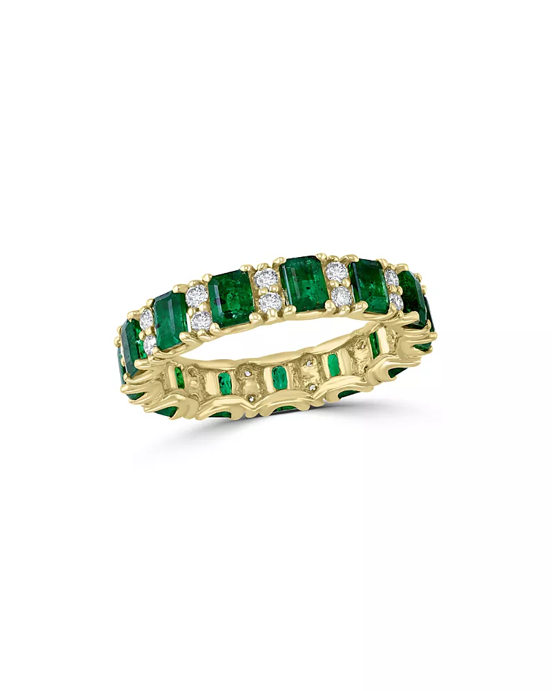 Bloomingdale's Fine Collection Emerald & Diamond Ring in 14K Yellow Gold
