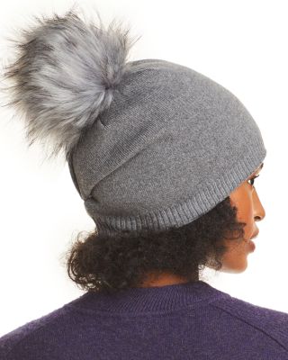 Cashmere Faux Fur Pom Pom Hat 