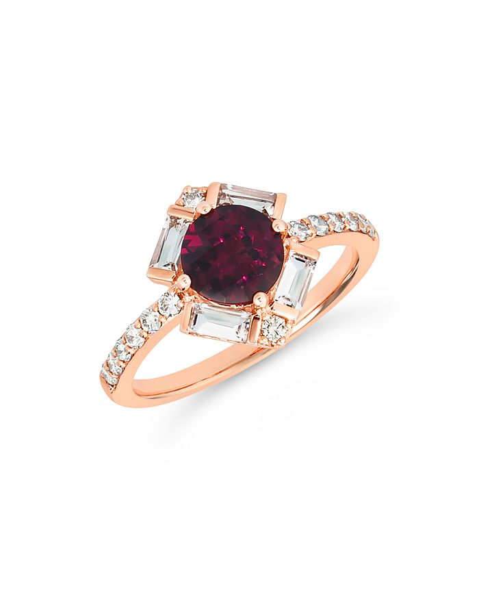 Bloomingdale's Garnet, Champagne Diamond And Morganite Ring - 100% Exclusive In 14k Rose Gold - 100% Exclusive In Red/white/rose