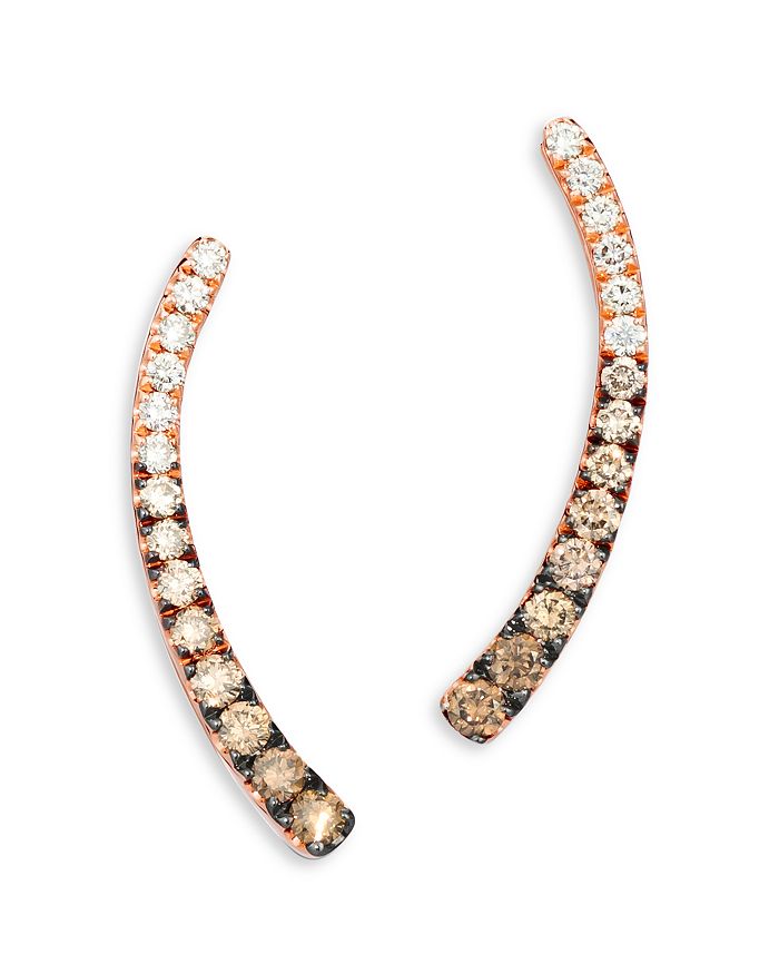Bloomingdale's Brown & Champagne Diamond Ombre Ear Climber Earrings In 14k Rose Gold - 100% Exclusive In Multi/rose