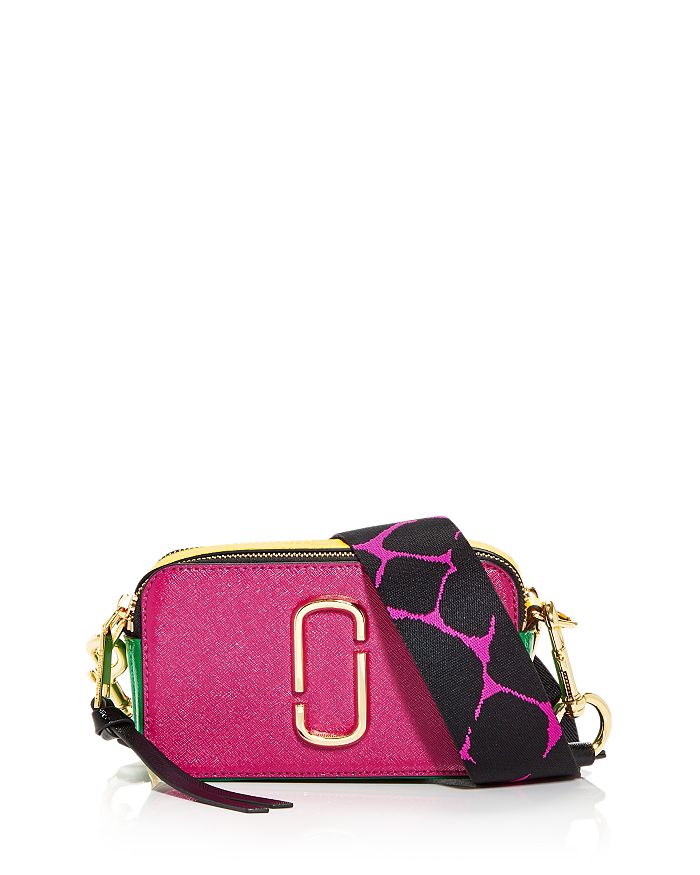 The Marc Jacobs Snapshot Leather Crossbody In Magenta Multi/gold