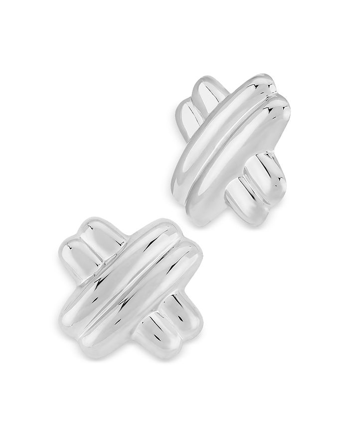 Nancy B Medium Crossover Clip-on Stud Earrings - 100% Exclusive In Silver