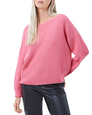 French Connection Waffle Knit Sweater In Bright Desert Rose