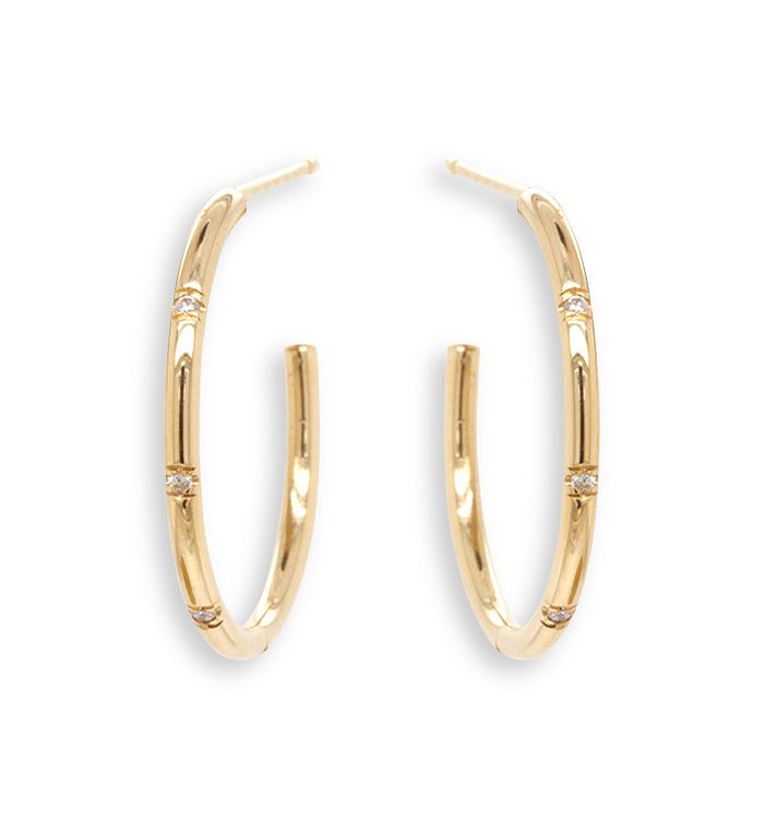 Zoë Chicco 14k Yellow Gold Diamond Thin Hoop Earrings
