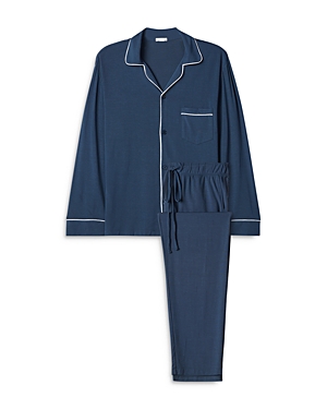 Eberjey William Modal Long Pjs True Navy/ivory In Indigo Blue/ivory