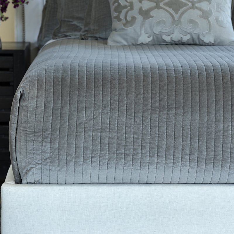 Lili Alessandra Aria Quilted European Pillow, 26 X 26 In Light Grey