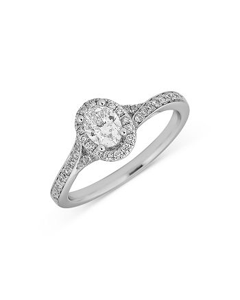 Bloomingdale's - Oval Diamond Halo Engagement Ring in 14K White Gold, 0.75 ct. t.w. - 100% Exclusive