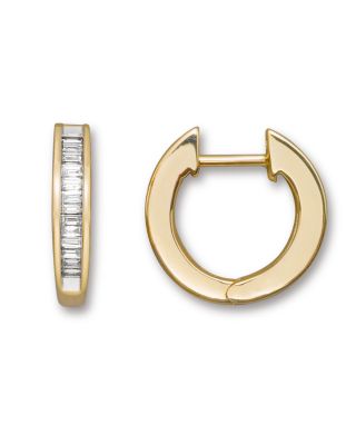 channel set diamond huggie earrings