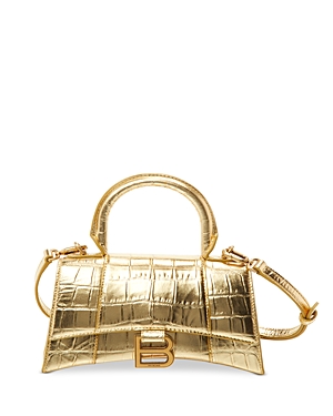 Balenciaga Hourglass Xs Top Handle Bag In Gold Embossed/gold