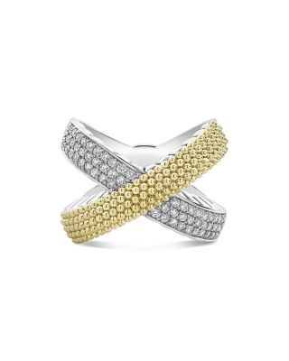 Sterling Silver & 18K Yellow Gold Caviar Lux Diamond Ring