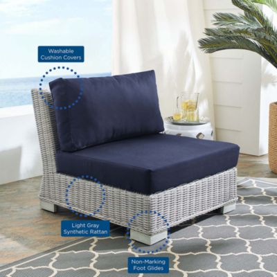 Conway Sunbrella&reg; Outdoor Patio Wicker Rattan Armless Chair
