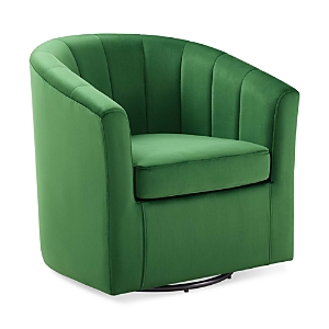 Modway Prospect Performance Velvet Swivel Armchair In Emerald