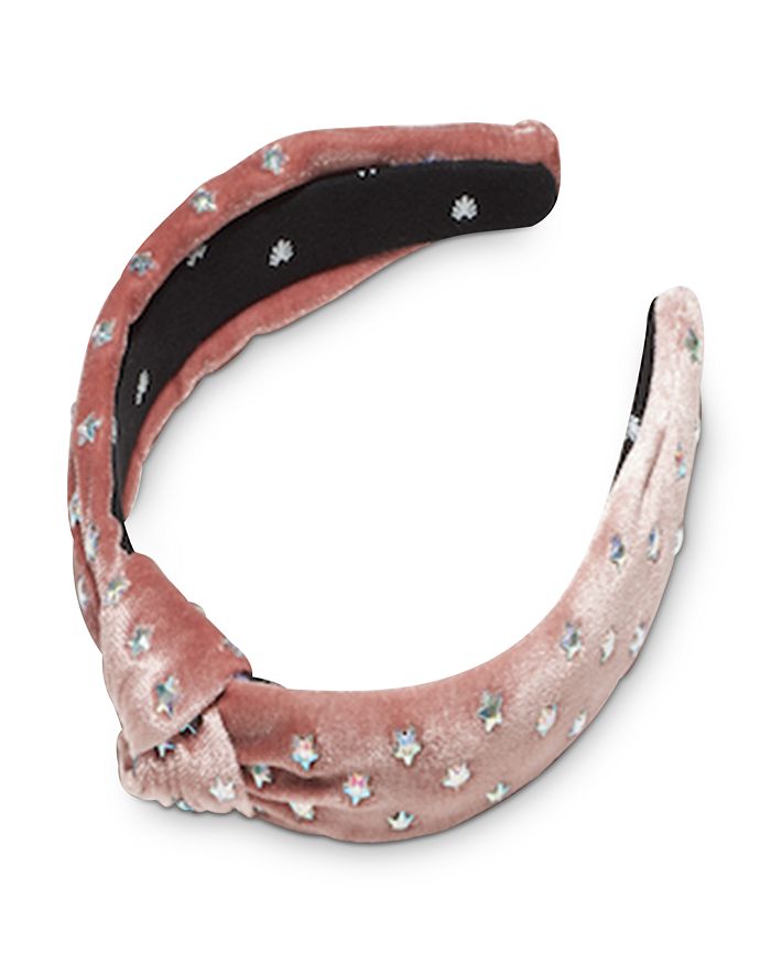 Lele Sadoughi Star-studded Velvet Knotted Headband In Mauve