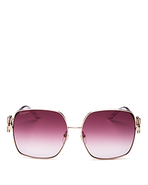 Ferragamo Women's Square Sunglasses, 59mm In Rose Gold/purple Gradient