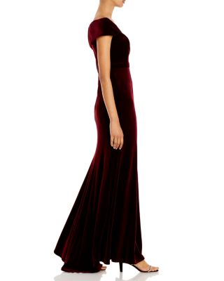 Off-the-Shoulder Fluted Velvet Gown - Exclusive