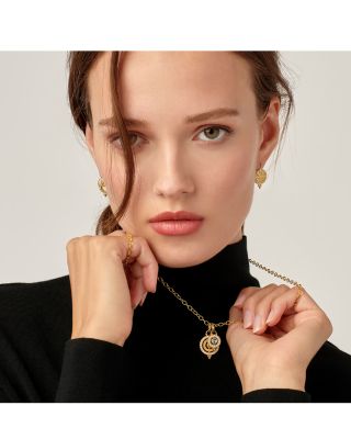 18K Yellow Gold Celestial Blue Moonstone &amp; Diamond Mini Orbit Pendant