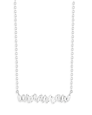 Suzanne Kalan 18K White Gold Diamond Bar Pendant Necklace, 18