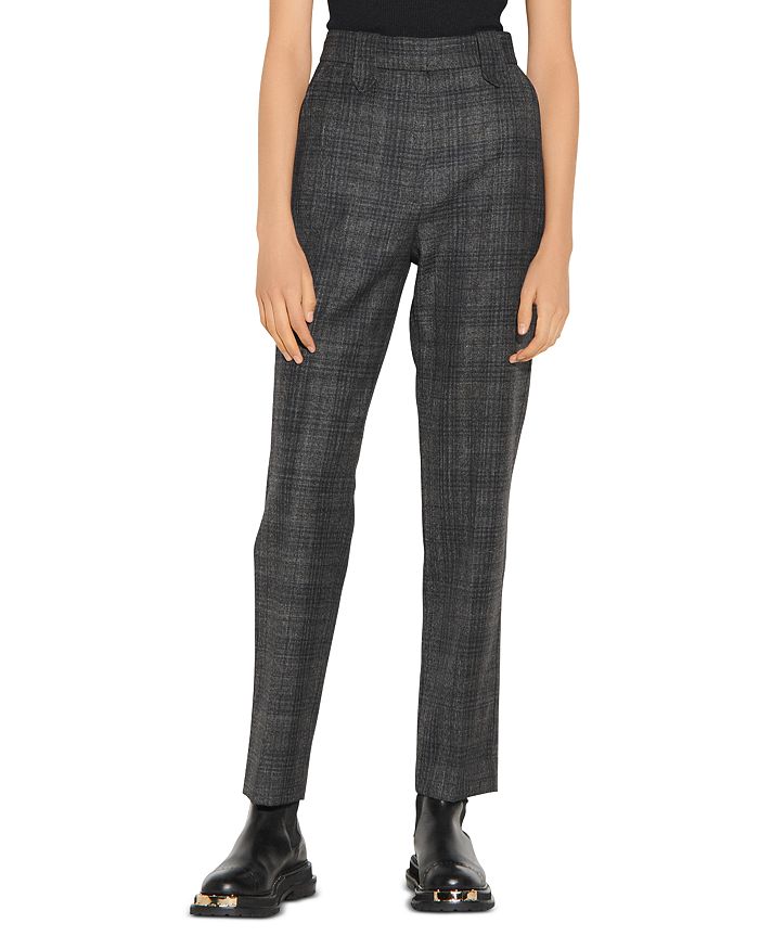 Sandro Anthena Checked Straight Leg Pants | Bloomingdale's