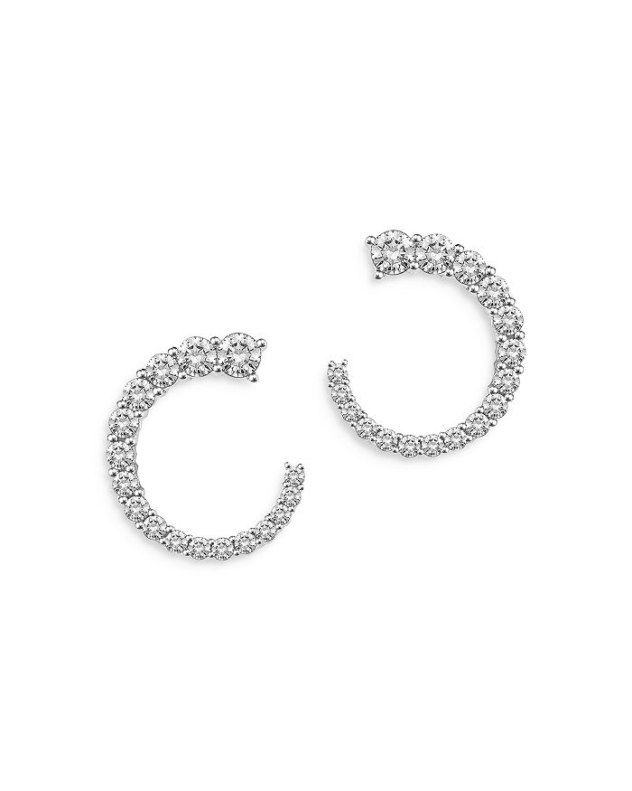 Half circle diamond earrings hotsell