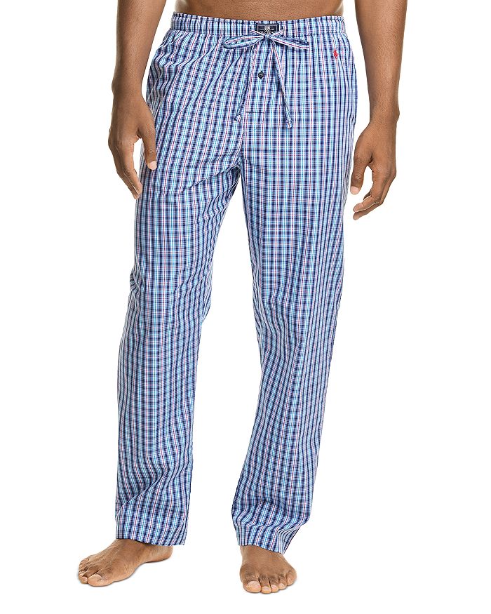 Polo Ralph Lauren Plaid Woven Pajama Pants In Edward Plaid/cruise Navy Piping/holiday Red Pony