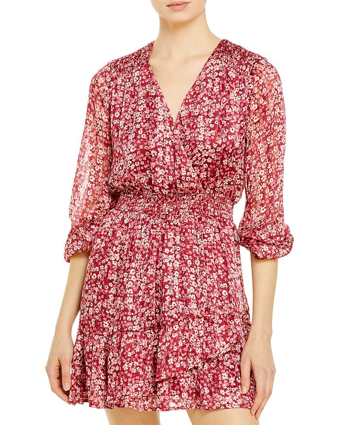 AQUA - Ditsy Floral Faux Wrap Dress - 100% Exclusive