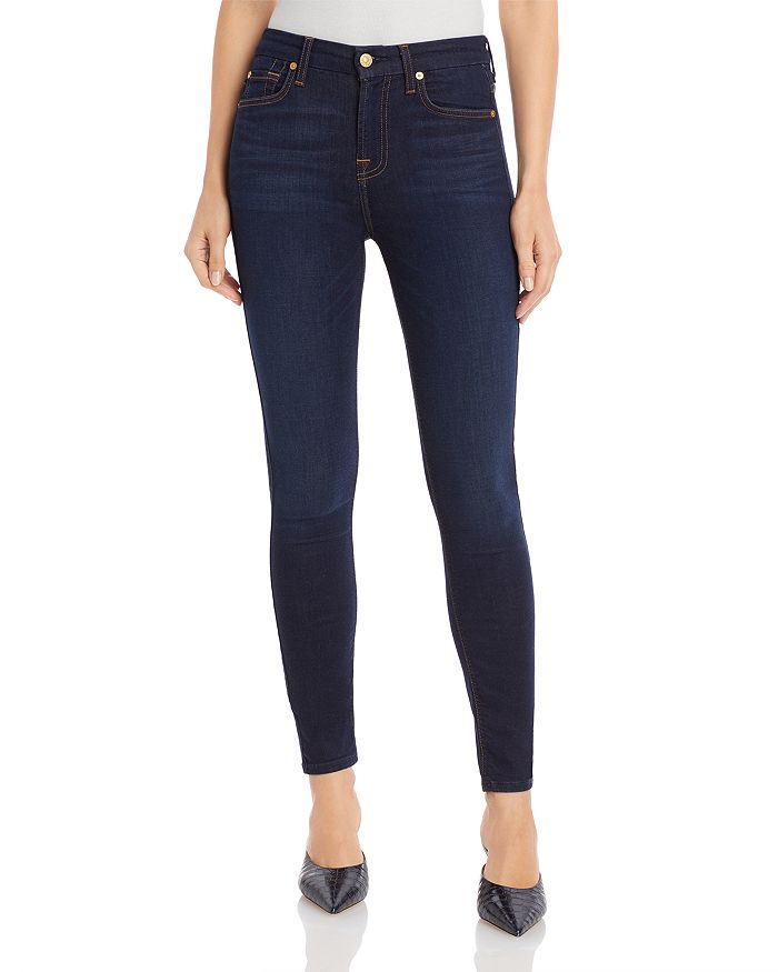 Womens Jeans 7 For All Mankind Jeans 7 For All Mankind Denim Slim Illusion Mid-rise Skinny Jeans in Black 