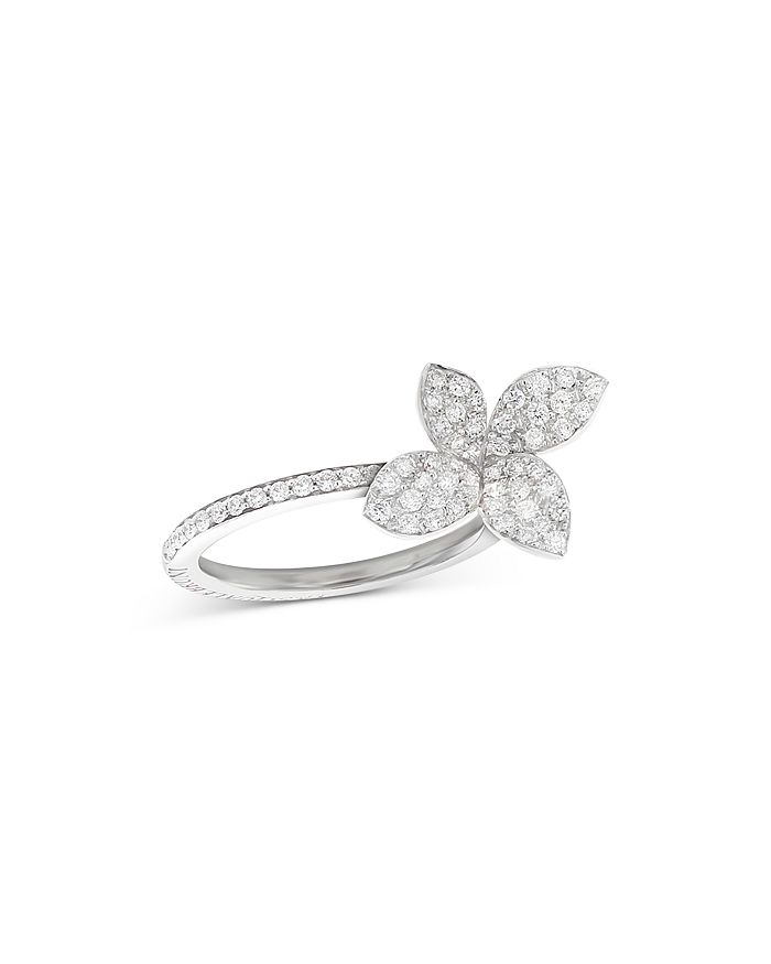 Shop Pasquale Bruni 18k White Gold Petit Garden Diamond Flower Ring