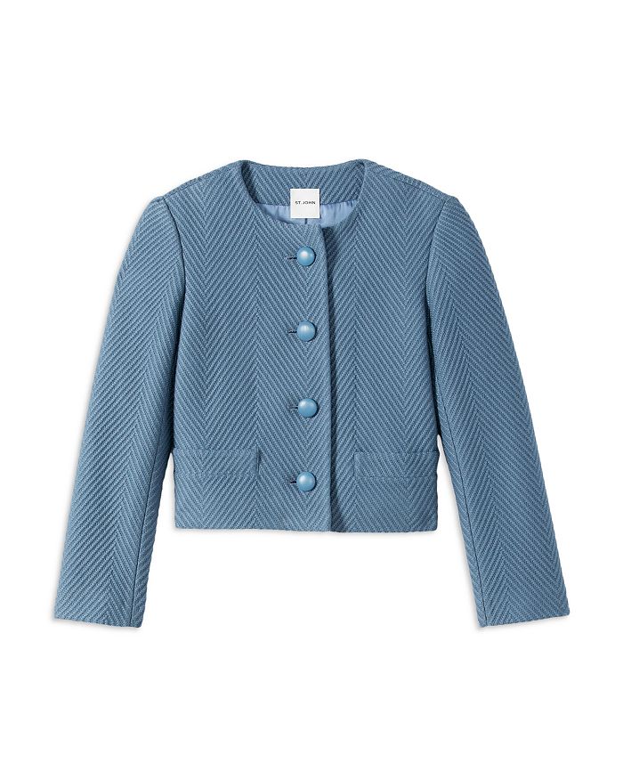 St. John Knits Raised Herringbone Bracelet Sleeve Jacket Bloomingdale's