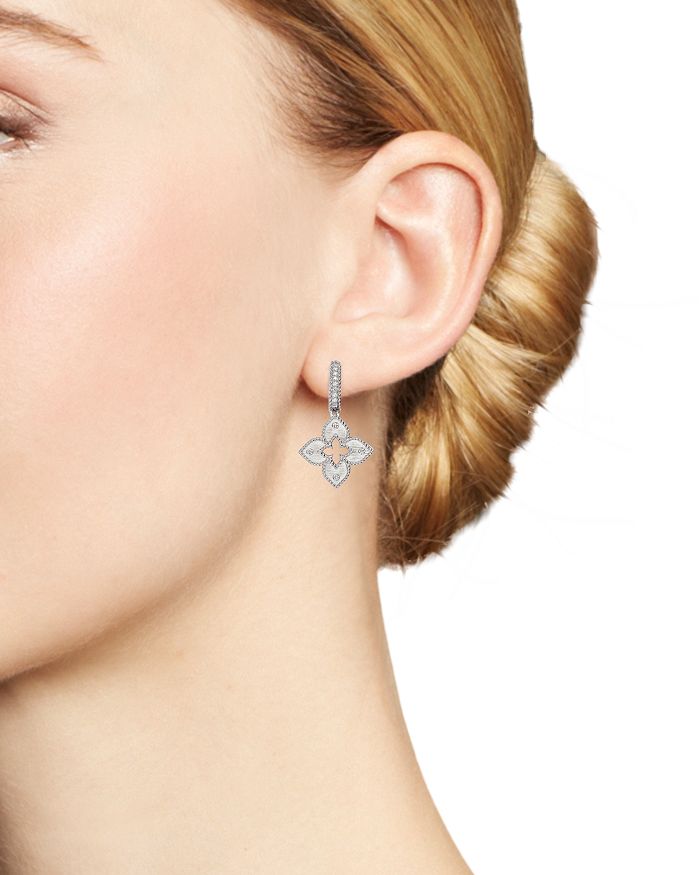 Roberto Coin 18k White Gold Diamond Venetian Princess Drop Earrings In White