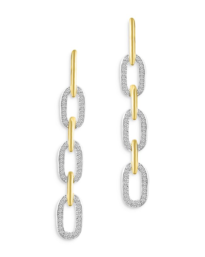 Bloomingdale's Diamond Paperclip Link Drop Earrings In 14k Yellow And White Gold, 1.0 Ct. T.w. - 100% Exclusive In White/multi