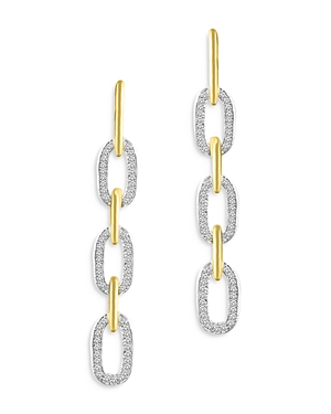 Bloomingdale's Diamond Paperclip Link Drop Earrings in 14K Yellow and White Gold, 1.0 ct. t.w. - 100